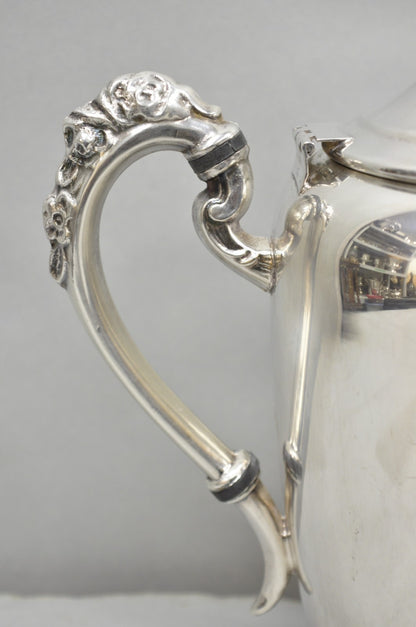 Vintage English Art Nouveau Silver Plated Tulip Flower Handle Design Teapot