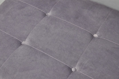 Contemporary Modern Brushed Chrome Frame X-Form Purple Tufted Bench Ottoman