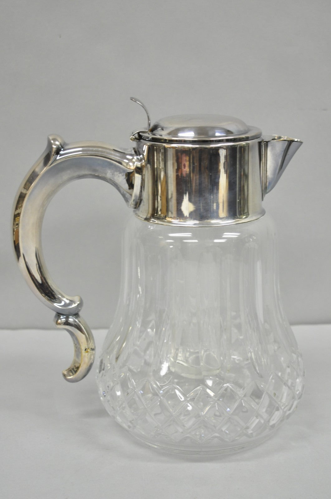Antique Victorian German Silver Plated Cut Crystal Glass Lemonade Water Pitcher