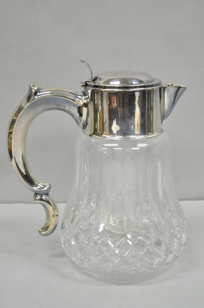 Antique Victorian German Silver Plated Cut Crystal Glass Lemonade Water Pitcher
