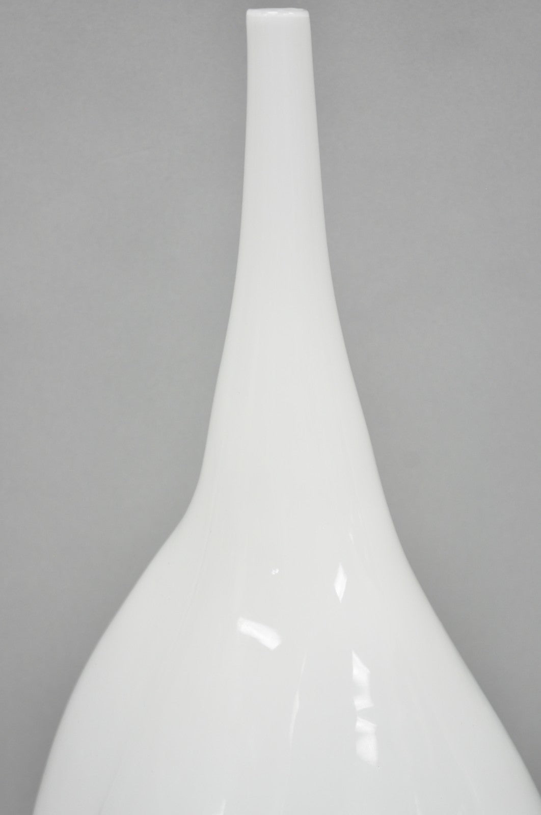 Decorative Modern White Bulbous Art Glass Vessel Vase by Lazy Susan - 2 Pc Set