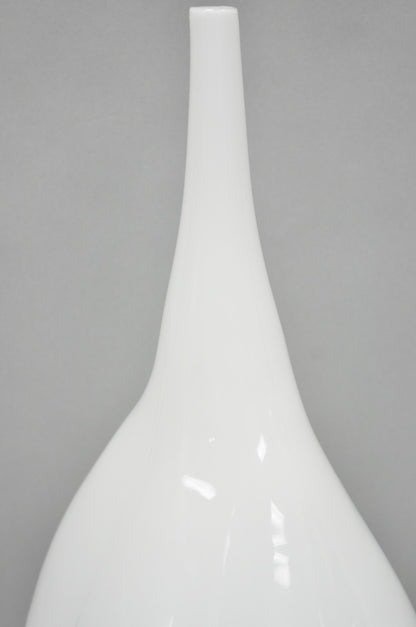 Decorative Modern White Bulbous Art Glass Vessel Vase by Lazy Susan - 2 Pc Set