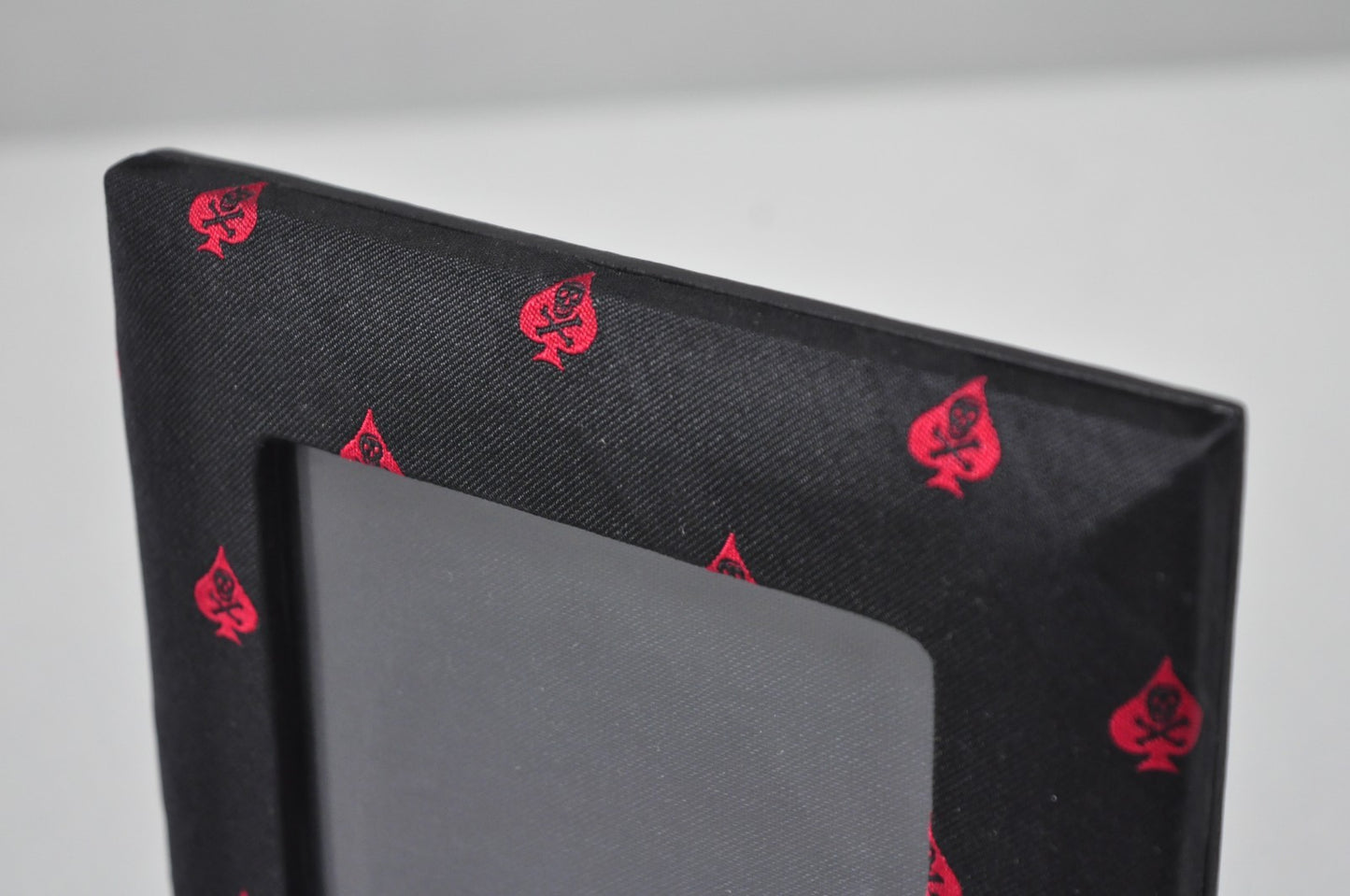 Ralph Lauren Ealing Skull and Spade Black & Red Fabric 4x4 Photo Picture Frame