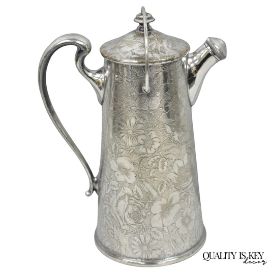 Antique Silver Plated Martini Shaker Pitcher "Tapestry" by Weidlich Brothers