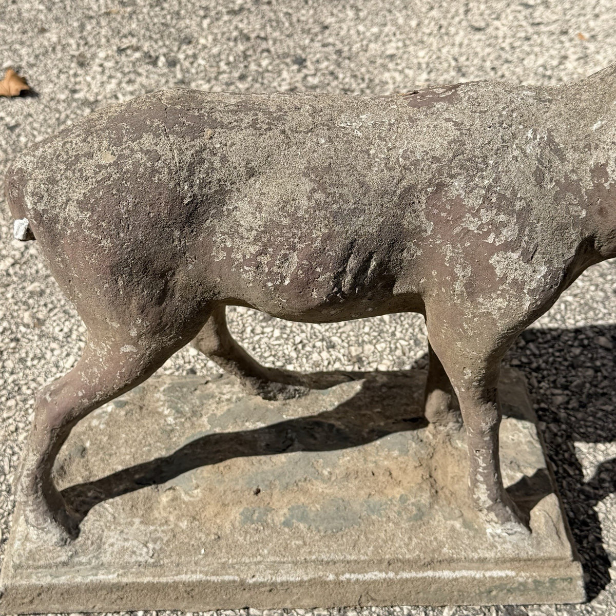 Vintage French Standing Deer Small 19" Cement Concrete Stone Garden Statue