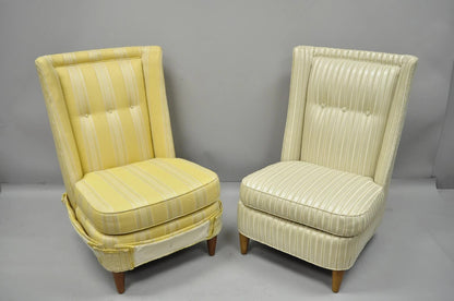 Paul Laszlo Mid Century Modern Upholstered Barrel Wing Back Slipper Lounge Chair