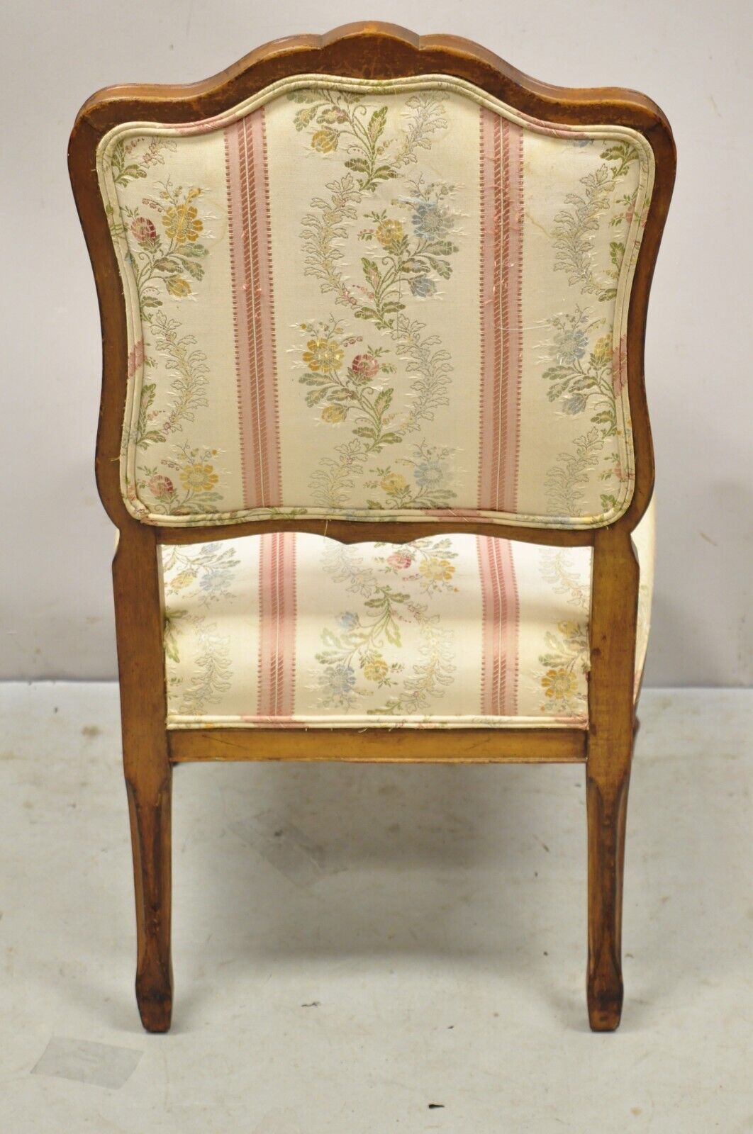 Vintage French Louis XV Style Small Boudoir Accent Side Chair w/ Pink Stripes