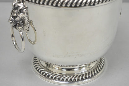 Antique English Regency Lion Head Silver Plated Covered Bar Ice Bucket