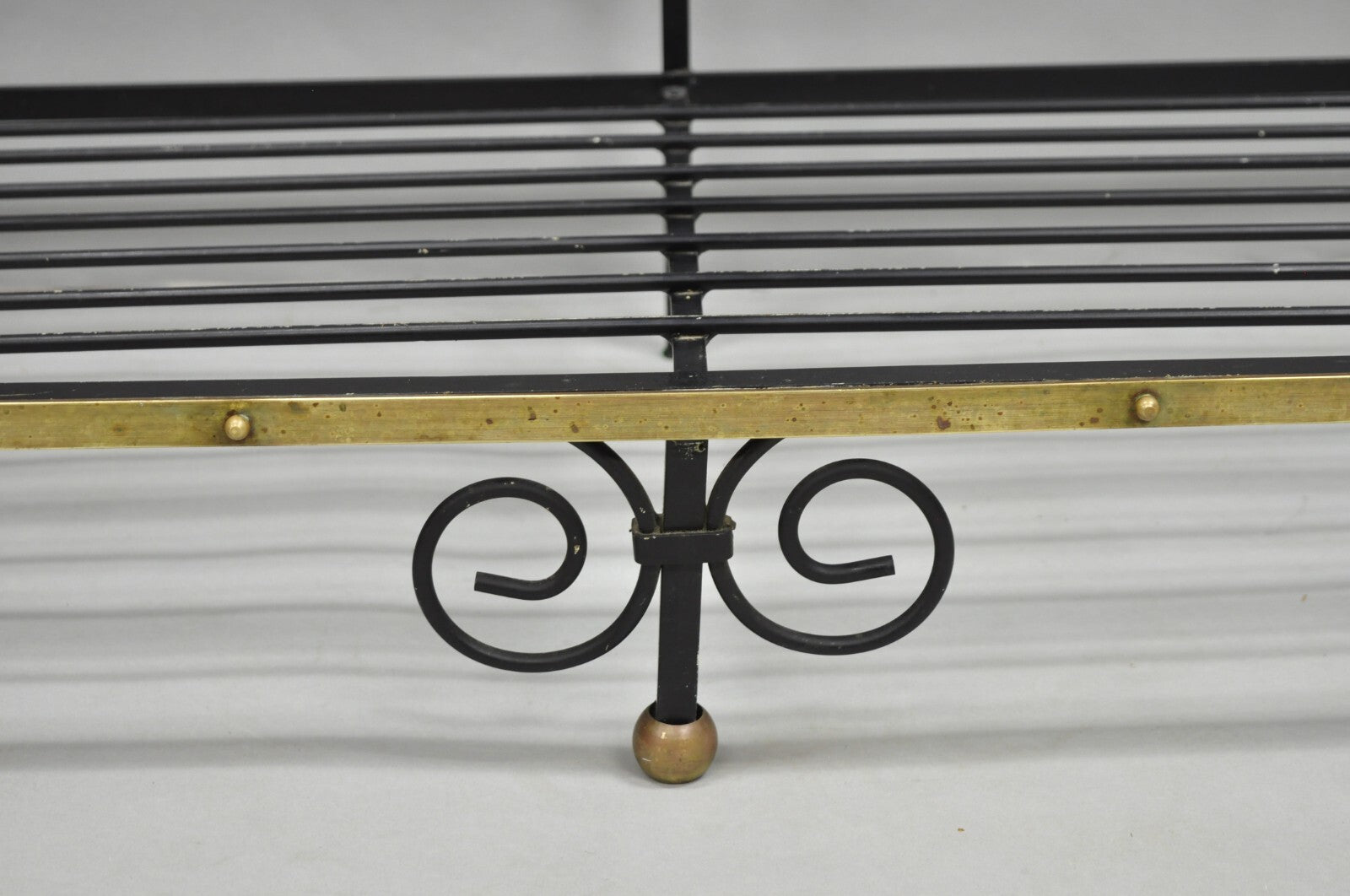 Vintage French Bakers Rack 3 Tier Scrolling Wrought Iron and Brass Etagere