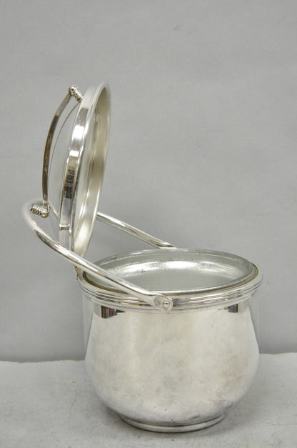 Vintage Art Deco Silver Plated Reticulating Hinge Bar Ice Bucket w/ "S" Monogram