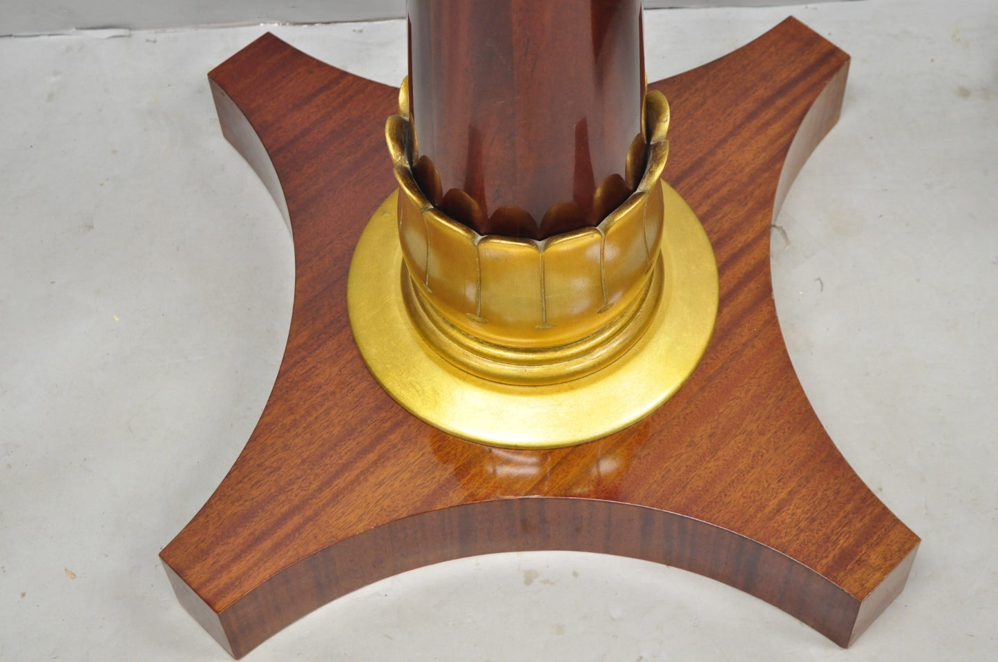 Vintage French Regency Style Mahogany & Gold Gilt Plume Table Pedestal Base (A)