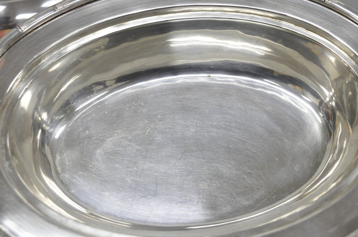 Vintage Hollywood Regency Silver Plated Faux Bamboo Oval Vegetable Serving Dish