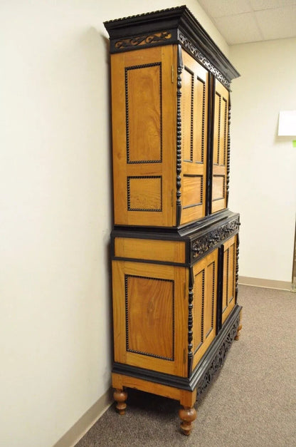 Ceylonese British Colonial Style Satinwood Ebony Mahogany Hutch Cupboard Cabinet