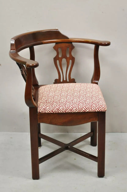 Vintage Mahogany Georgian Chippendale Style Corner Chair by Statesville Ross