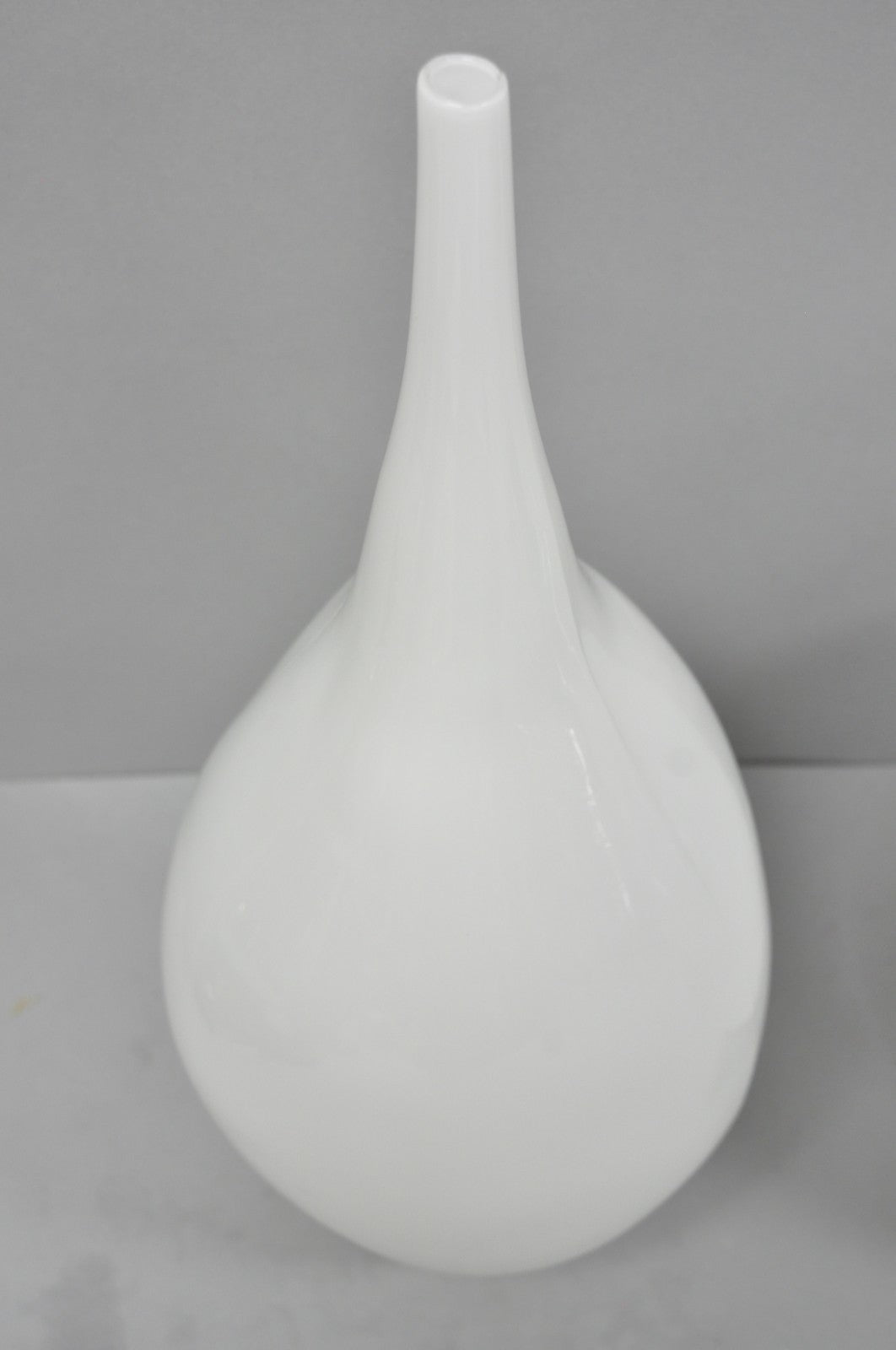 Decorative Modern White Bulbous Art Glass Vessel Vase by Lazy Susan - 2 Pc Set