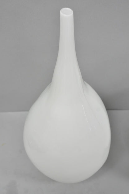 Decorative Modern White Bulbous Art Glass Vessel Vase by Lazy Susan - 2 Pc Set