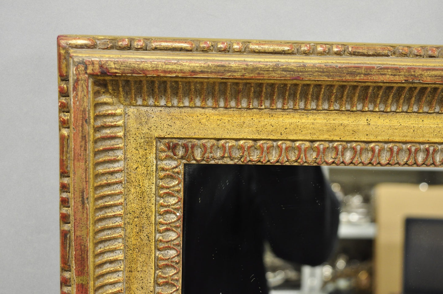 Vintage Italian Hollywood Regency Gold Giltwood Large Rectangular Wall Mirror