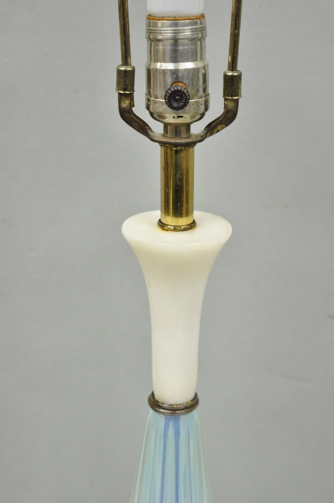 Vintage Murano Italian Mid Century Modern Blue Blown Glass Marble Table Lamp