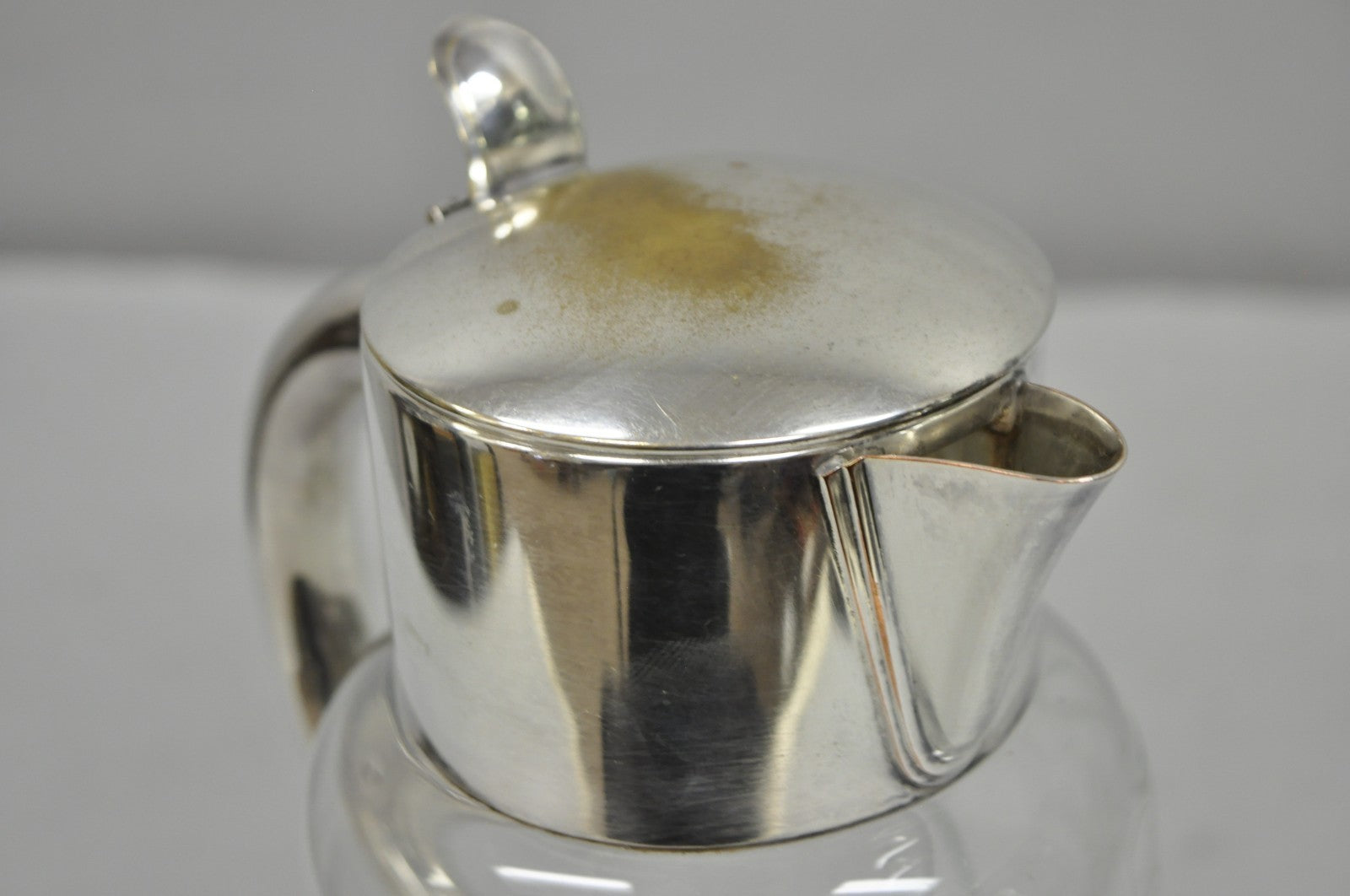Antique Victorian German Silver Plated Cut Crystal Glass Lemonade Water Pitcher