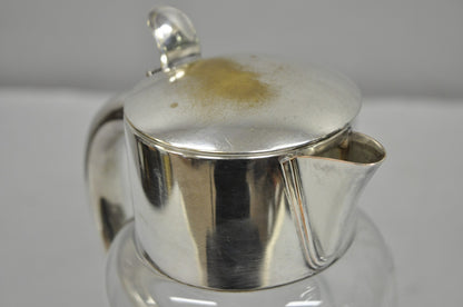 Antique Victorian German Silver Plated Cut Crystal Glass Lemonade Water Pitcher