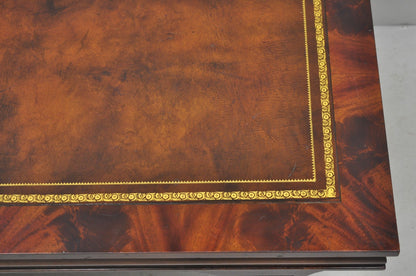 Vintage French Regency Mahogany Leather Top Saber Leg Coffee Table attr Weiman