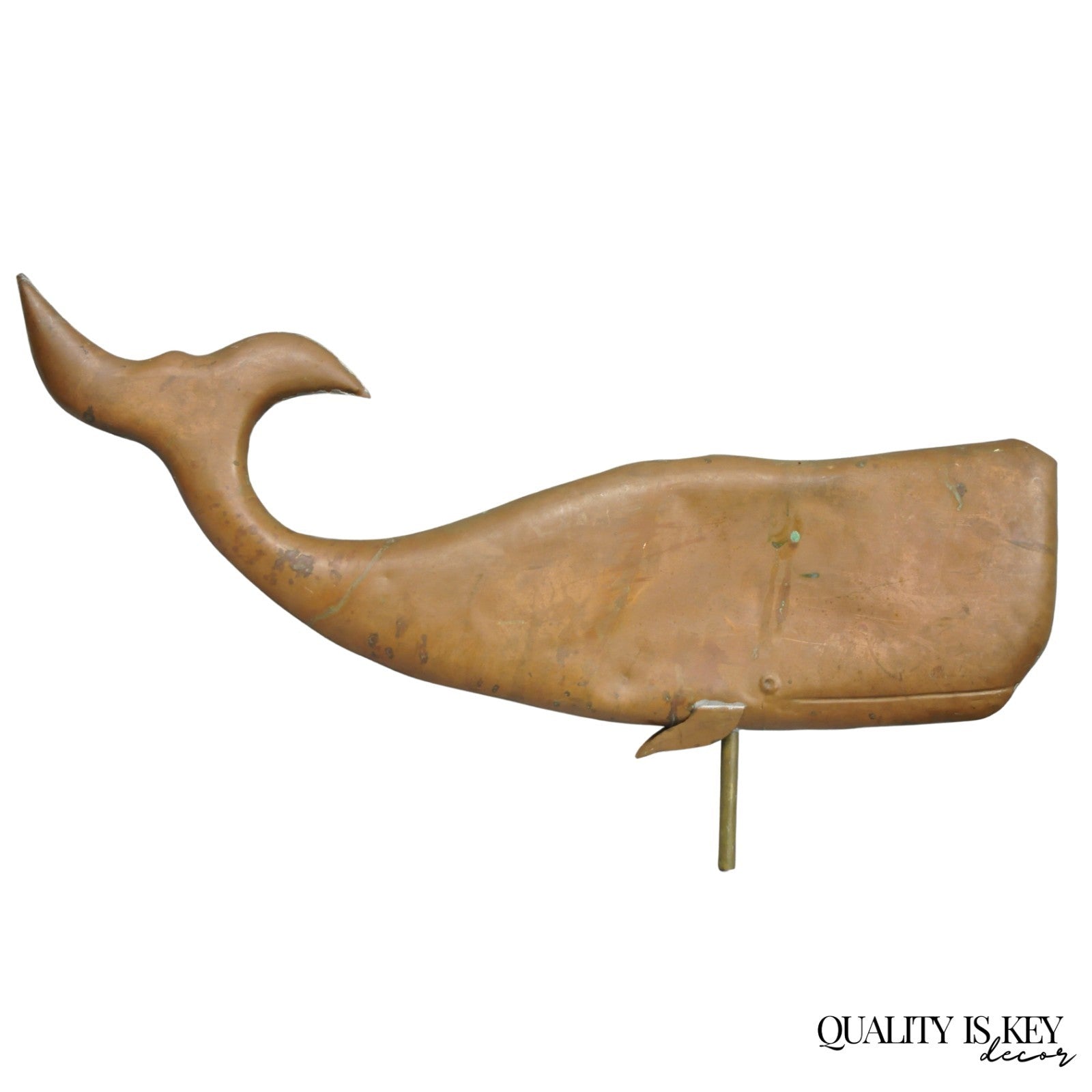 Antique Arts & Crafts Moby Dick "Whale" Copper Metal 37" Weathervane
