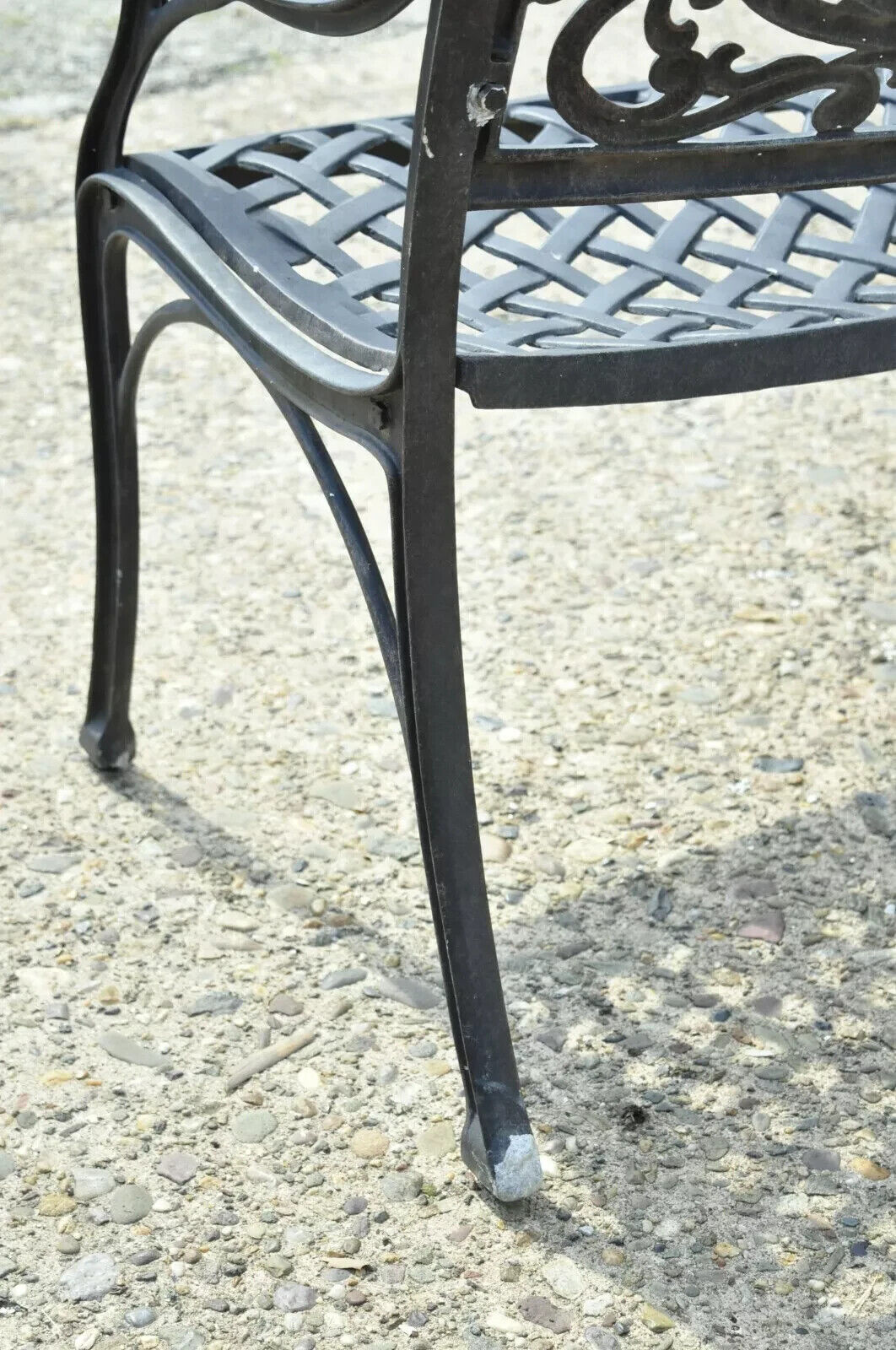 Tuscan Mediterranean Style Black Cast Aluminum Garden Patio Bench Loveseat (A)