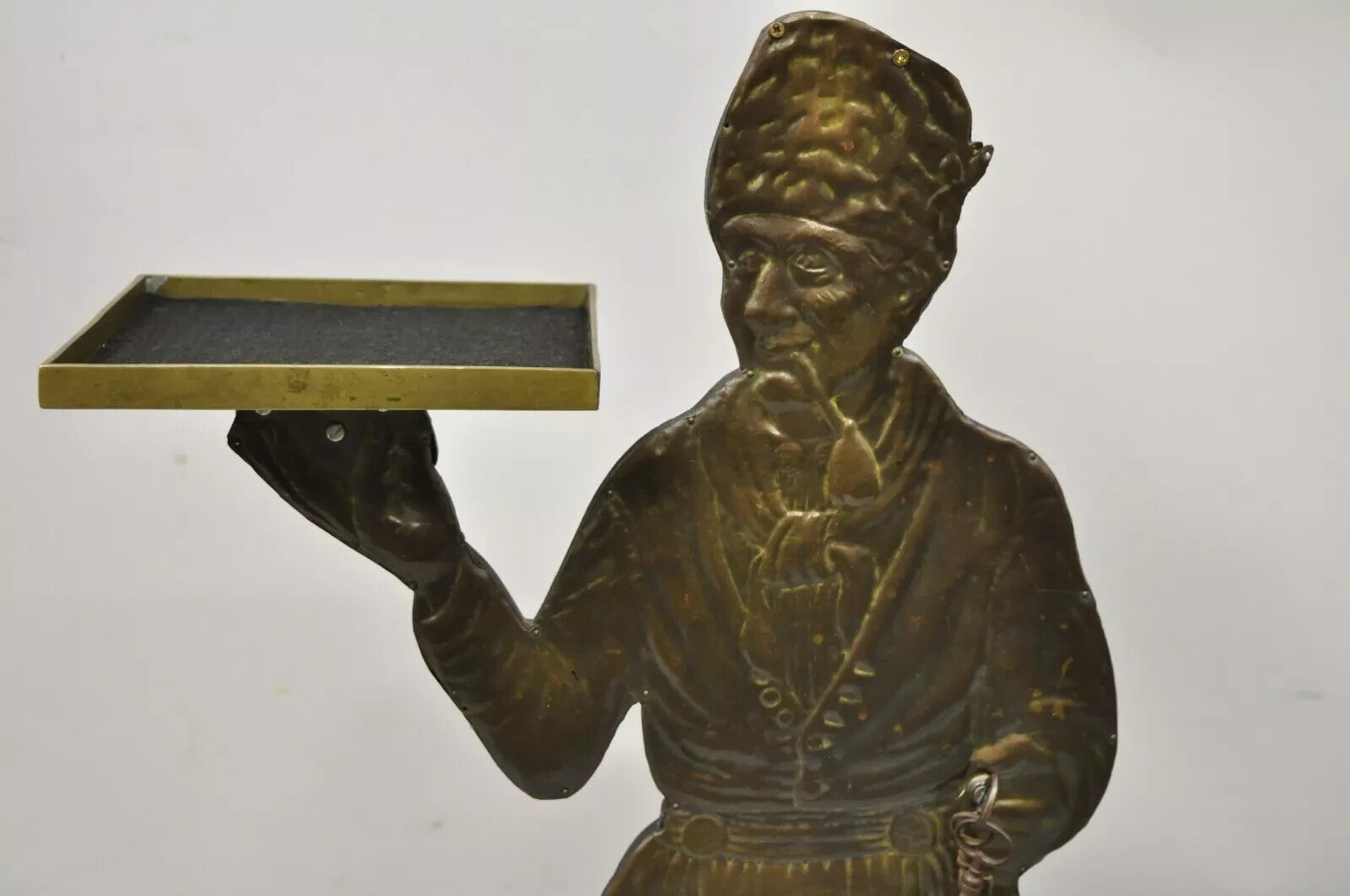 Vintage Copper Dutch Man Figure Entry Hall Key Change Trinket Dish Stand Holder