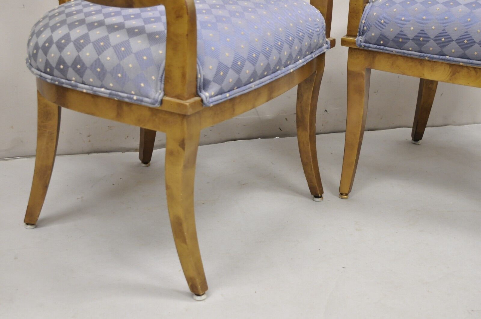 Vintage Italian Hollywood Regency Gold Gilt Wood Saber Leg Lounge Chairs - Pair