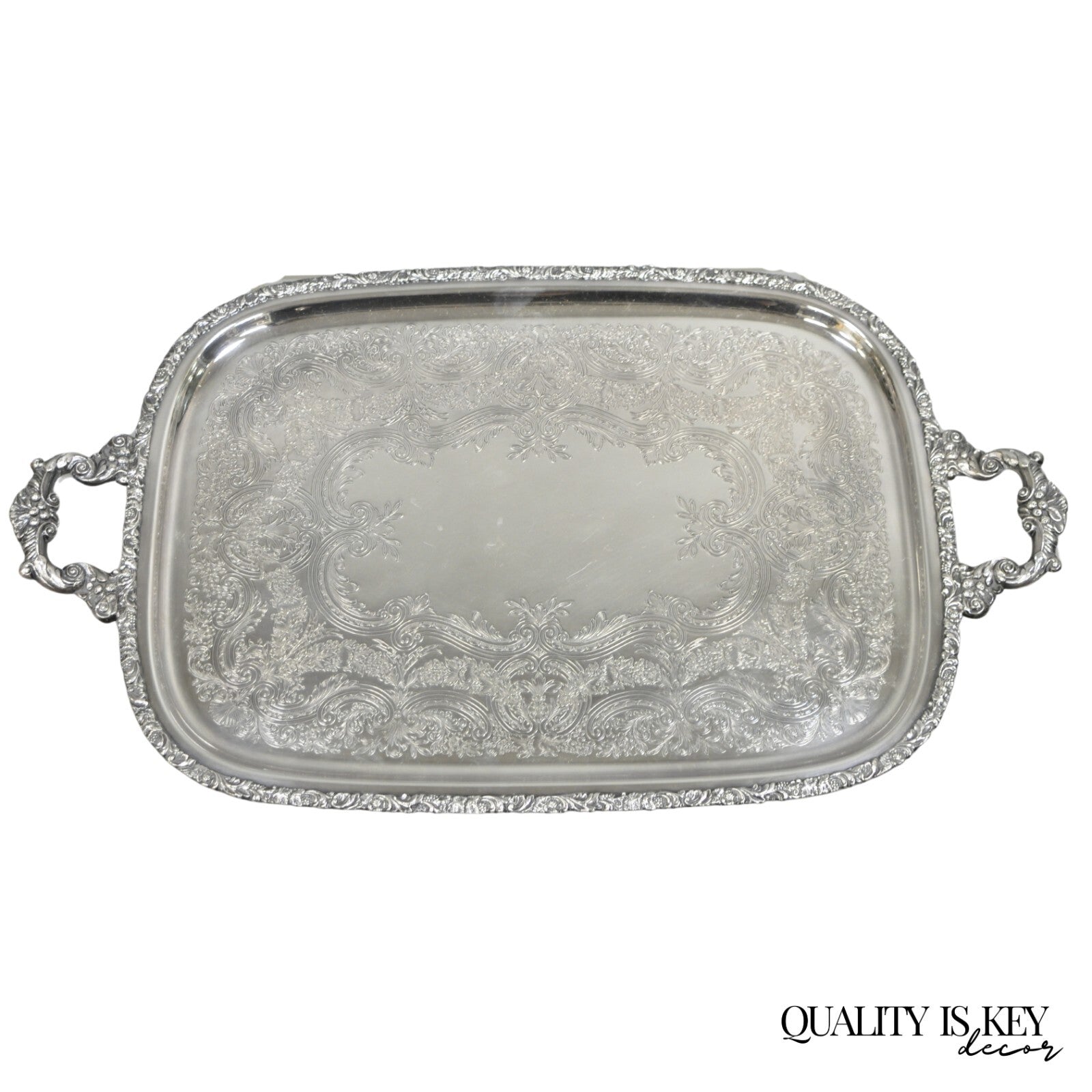 Vintage Victorian International Silver Co Silver Plated Bar Serving Platter Tray