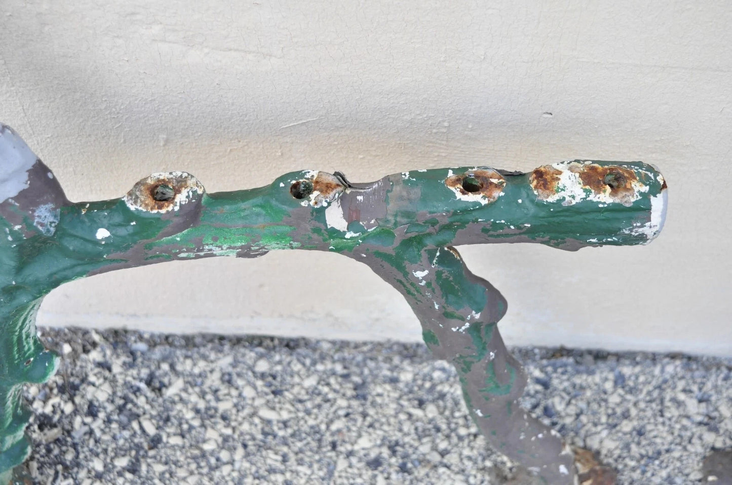 Antique Victorian Cast Iron Faux Bois Green Branch Twig Garden Bench Legs - Pair