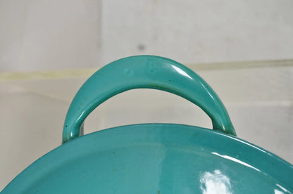 Mid Century Modern Style Green Cast Iron Dutch Oven 6.5 Qt 6.2 L Pot with Lid