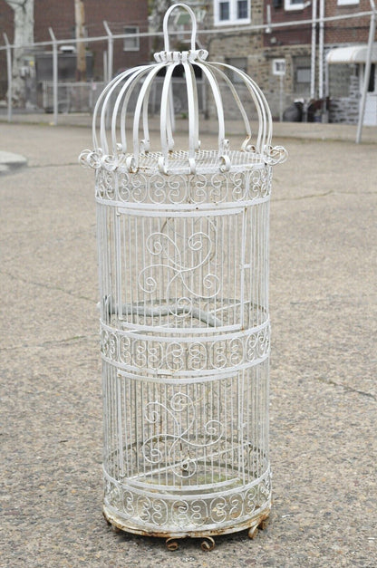 Vintage Wrought Iron Victorian Style Scrolling Wire Metal 58" Garden Birdcage