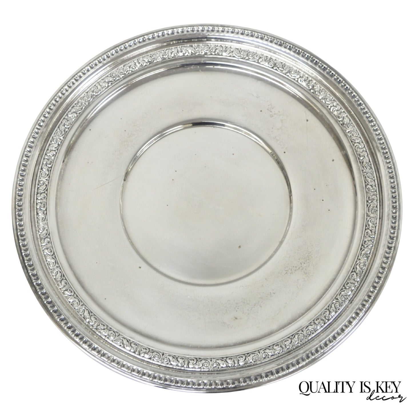 Vintage Reed & Barton 1241 Round Victorian Silver Plated Serving Platter Tray