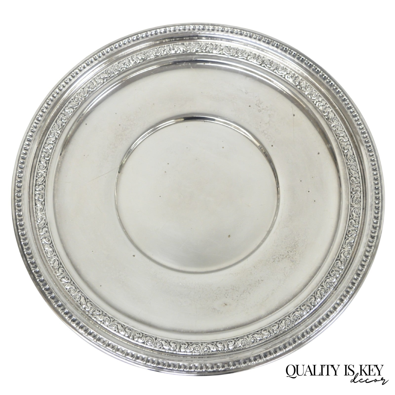 Vintage Reed & Barton 1241 Round Victorian Silver Plated Serving Platter Tray