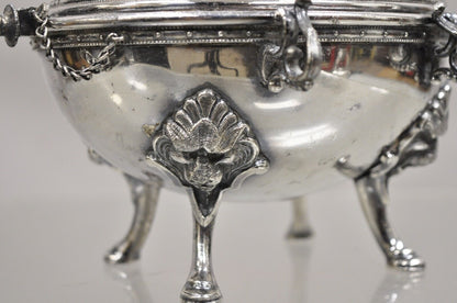 Antique English Edwardian Small Silver Plated Revolving Lid Butter Dish Server