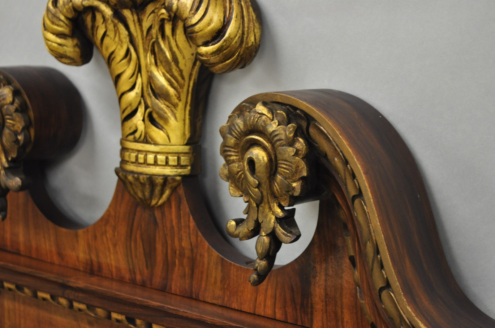 Antique George II Style Walnut Beveled Glass Wall Mirror w/ Plume Pediment