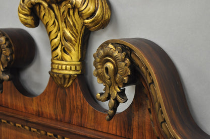 Antique George II Style Walnut Beveled Glass Wall Mirror w/ Plume Pediment
