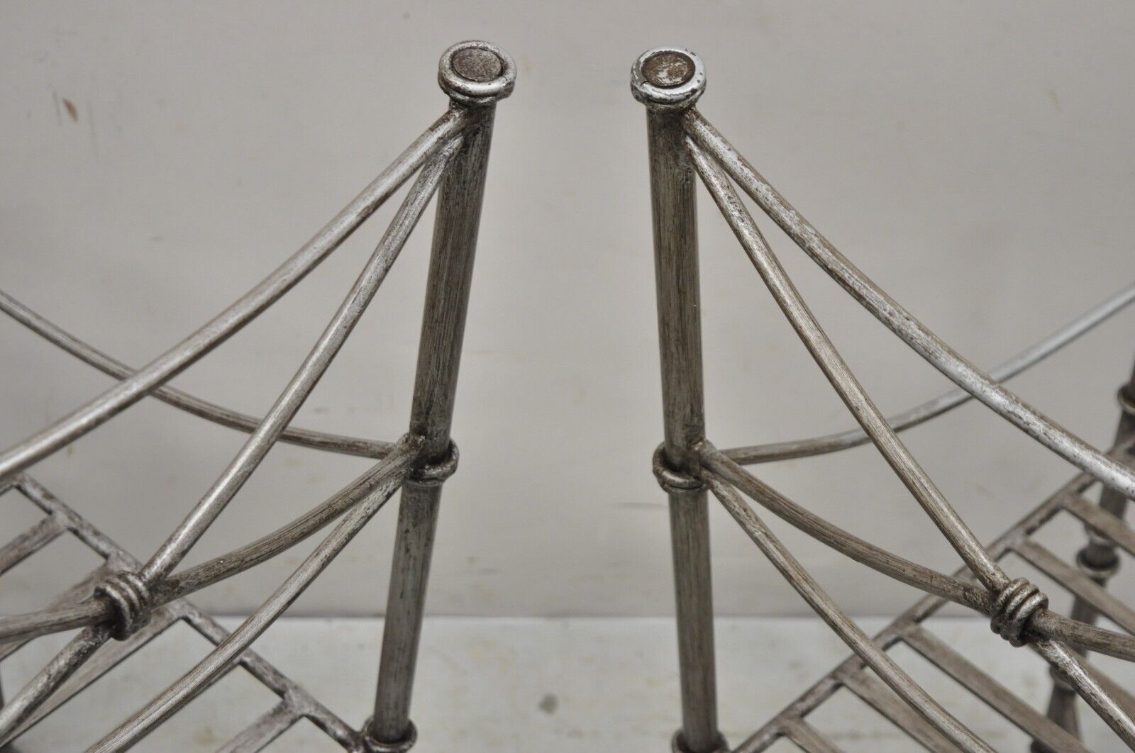 Pier 1 Medici Pewter Wrought Iron Dining Side Chairs - a Pair