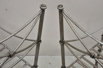 Pier 1 Medici Pewter Wrought Iron Dining Side Chairs - a Pair