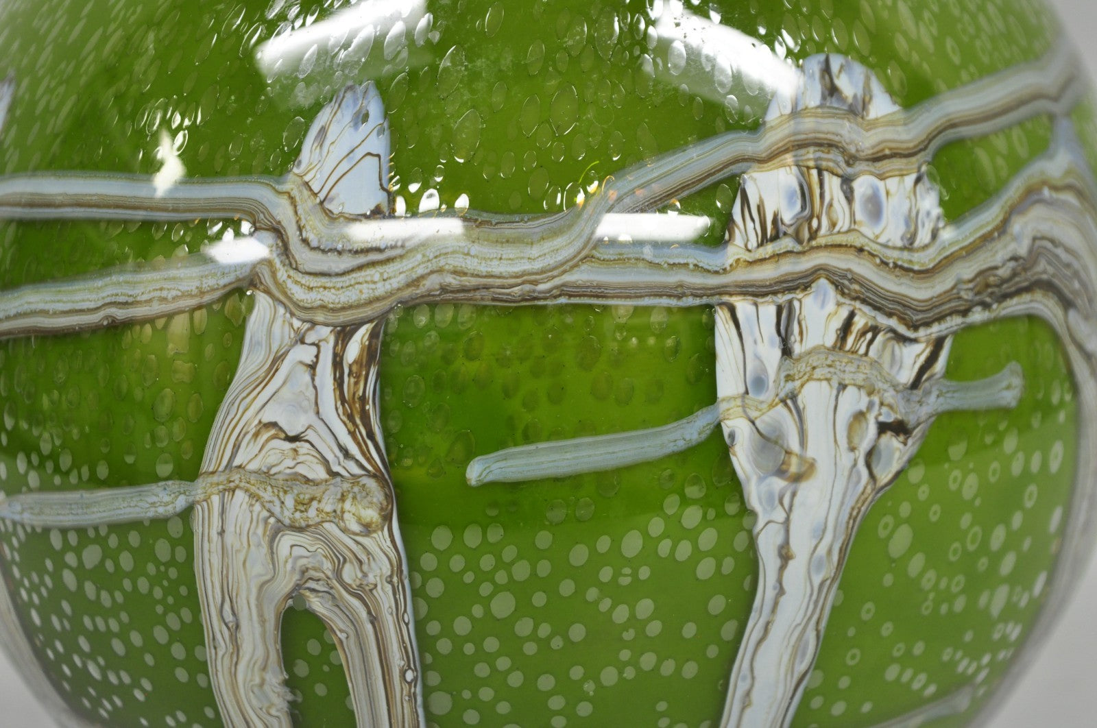 Vintage Italian Mid Century Modern Hand Blown Bubble Glass Green Studio Vase