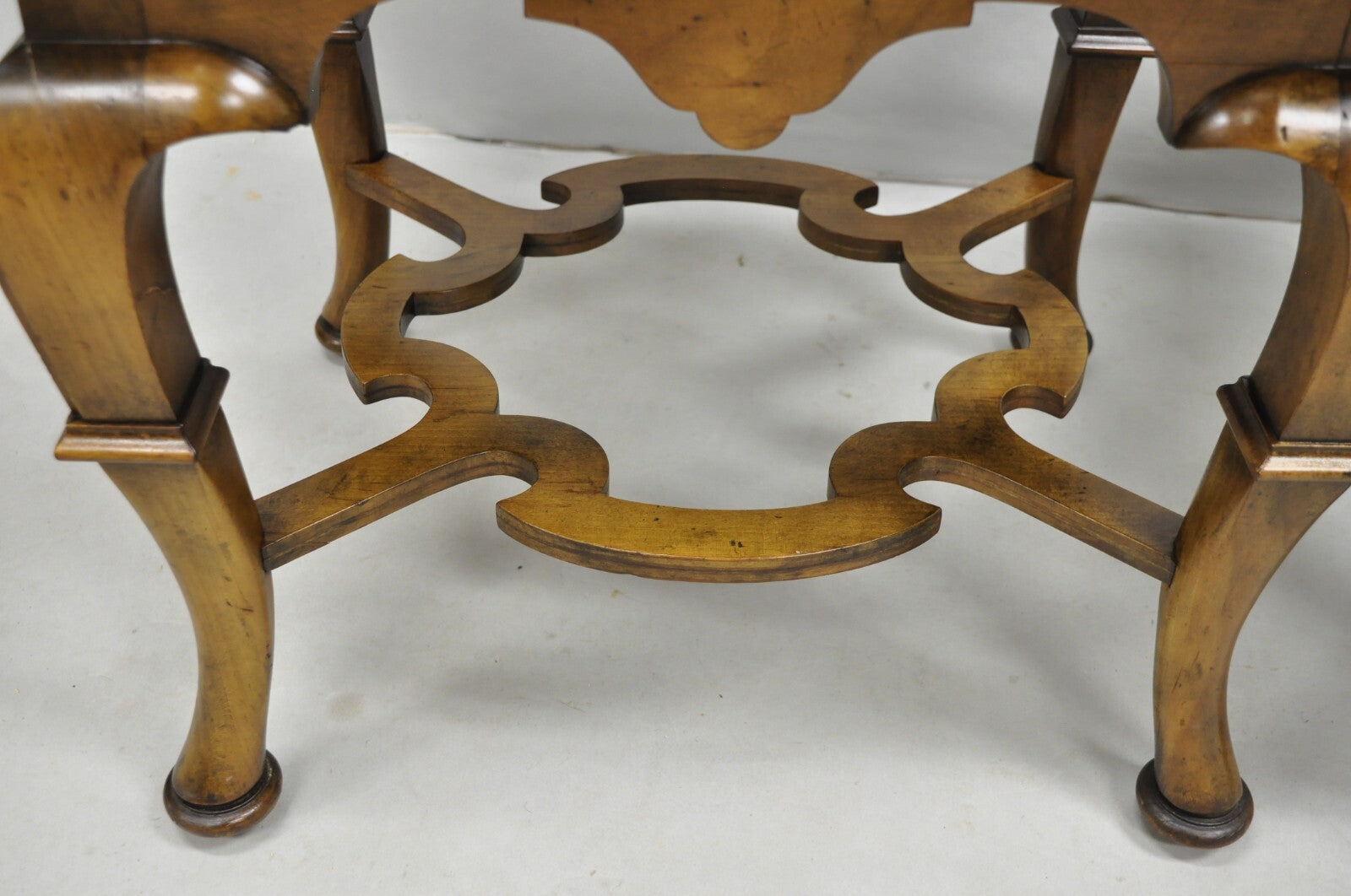 Vintage Baker Regency Style Burlwood Walnut Low Side End Tables - a Pair