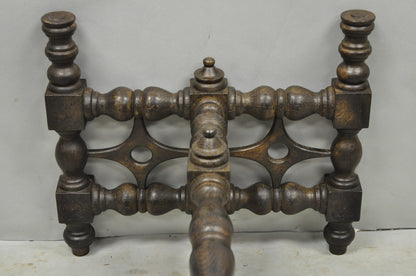 Vintage Gothic Renaissance Wooden Fretwork Rectangular Glass Top Coffee Table