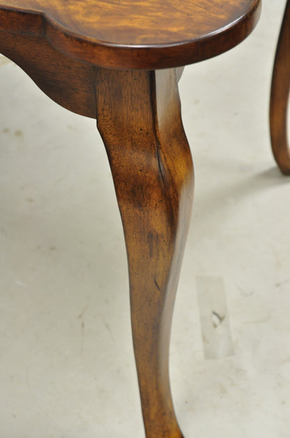 Contemporary Italian Regency Style Star Inlay Cabriole Leg Burl Wood Game Table