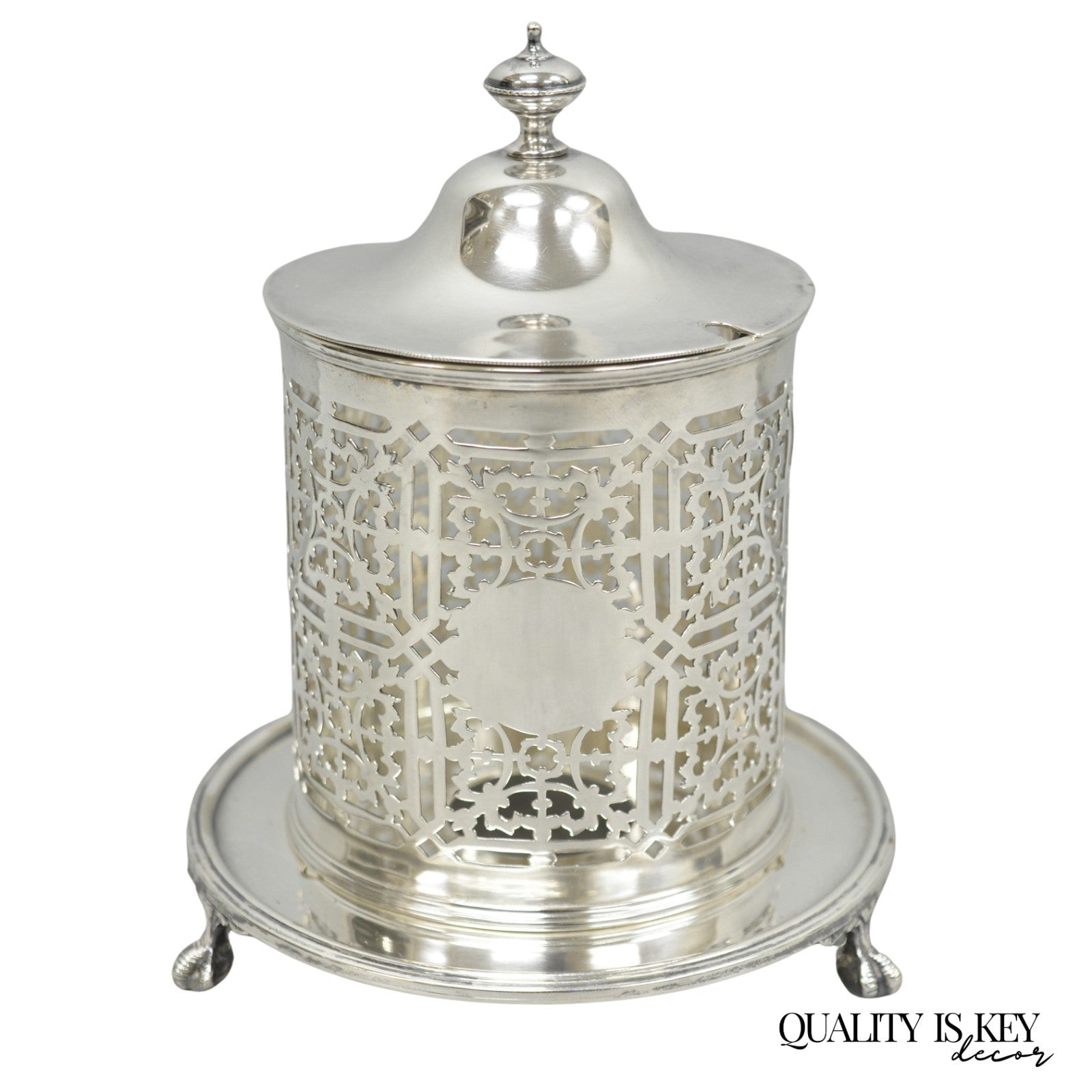 Antique Mappin & Webb Victorian Silver Plated Reticulated Covered Jelly Jar