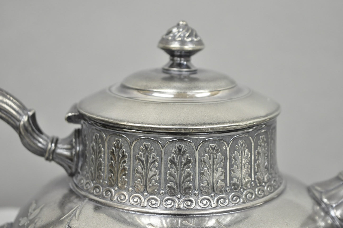 Antique James W Tufts 1948 Silver Plated Art Nouveau Tea Set - 5 Pc Set