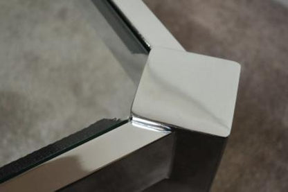 Vintage Mid Century Modern Chrome Etched Glass Square Coffee Table Pace Baughman