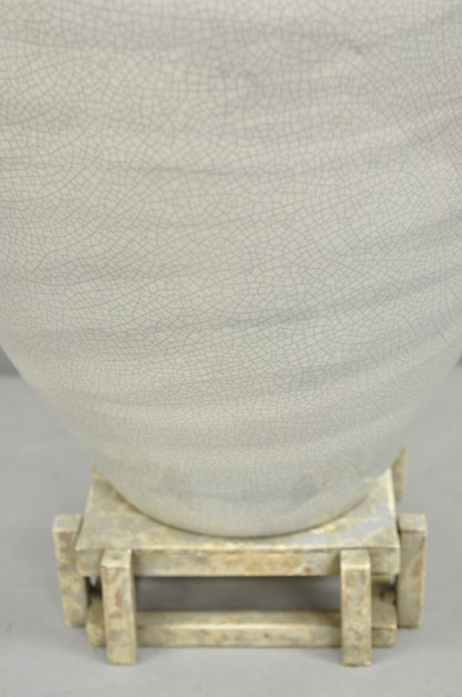 Vintage Contemporary Architectural Ginger Jar Ceramic Porcelain Table Lamp