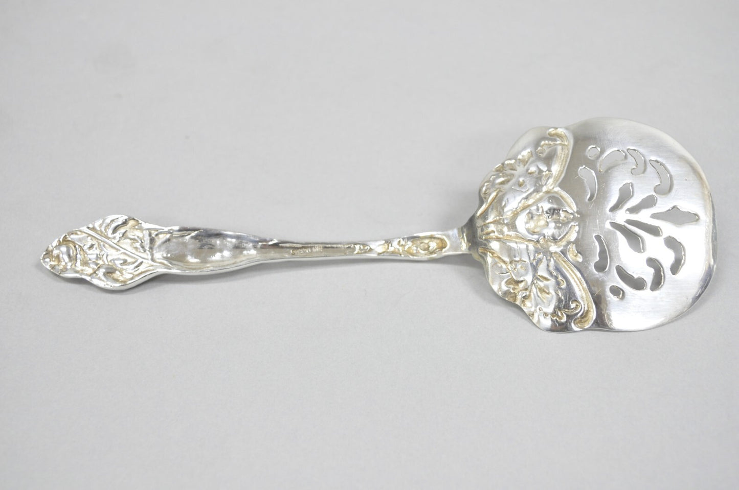 Antique Art Nouveau Sterling Silver Tomato Server with Floral Repousse