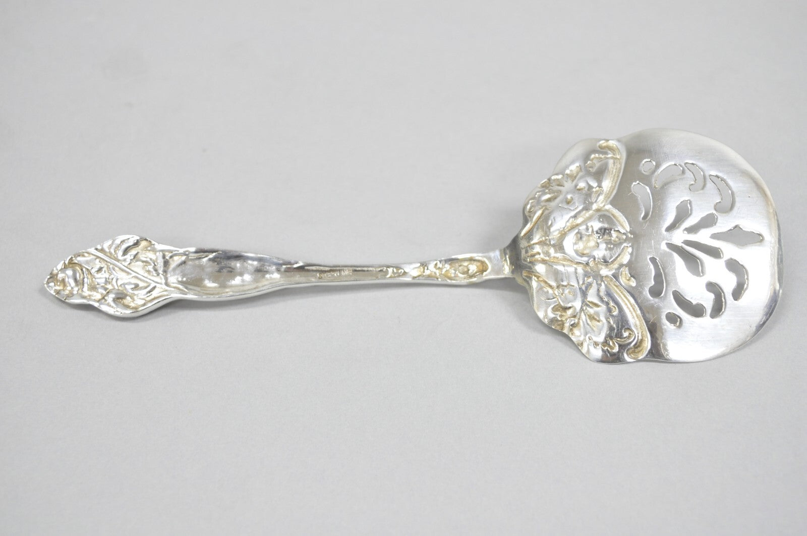 Antique Art Nouveau Sterling Silver Tomato Server with Floral Repousse